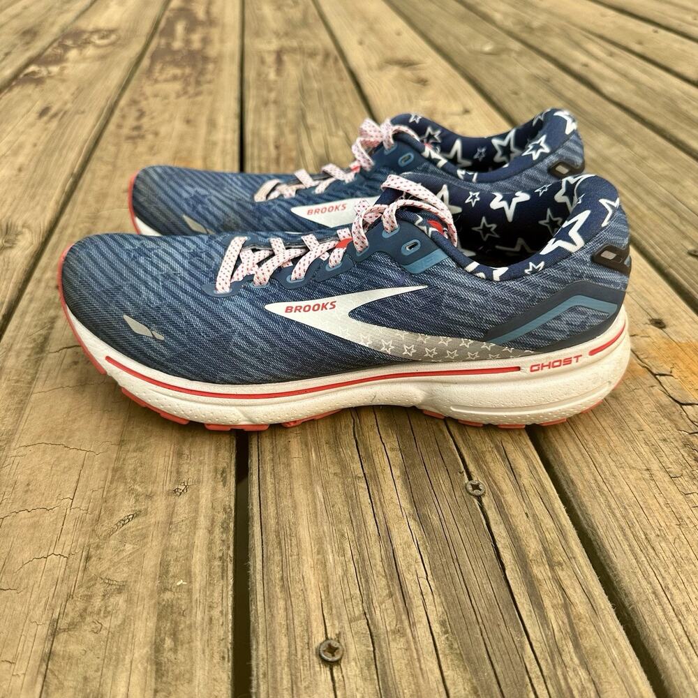 Brooks Ghost 15 Womans 9.5 Red, White, Blue Star Running, Jogging, shoes America